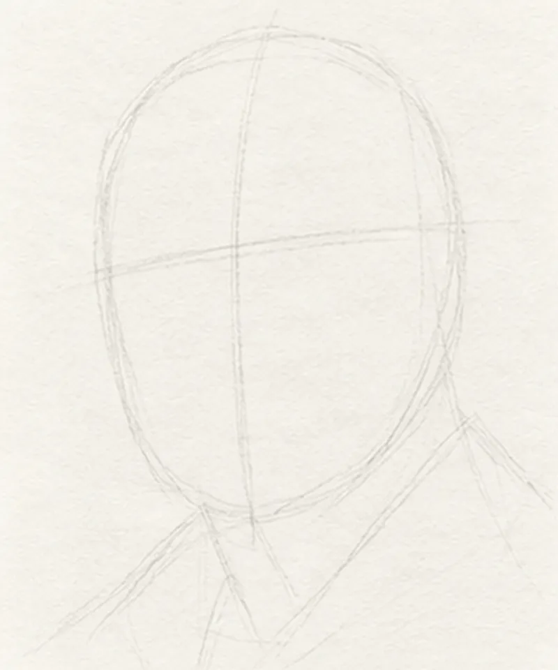 How to draw a bald man – step 1 of 12