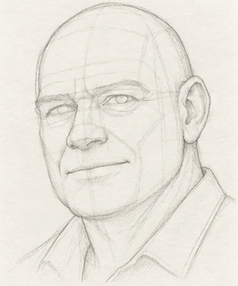 How to draw a bald man – step 10 of 12
