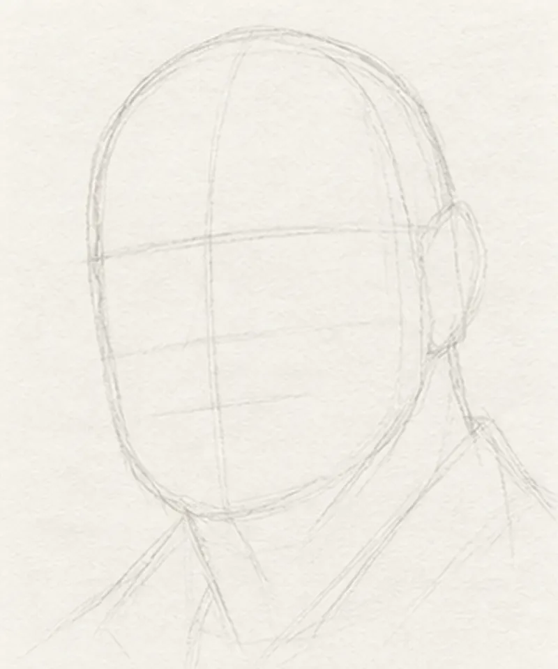 How to draw a bald man – step 2 of 12