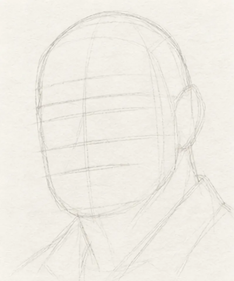 How to draw a bald man – step 3 of 12
