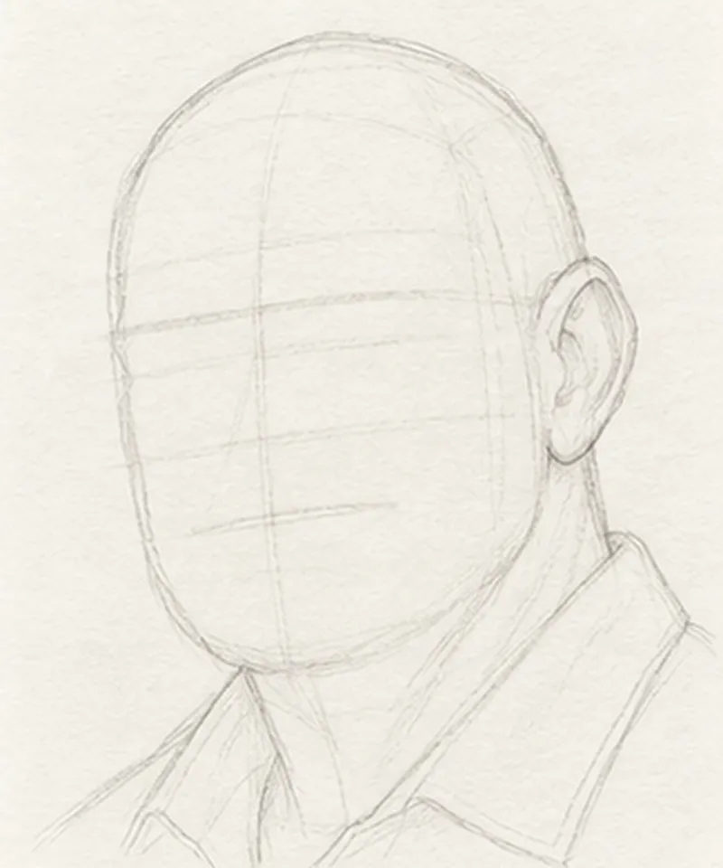 How to draw a bald man – step 4 of 12