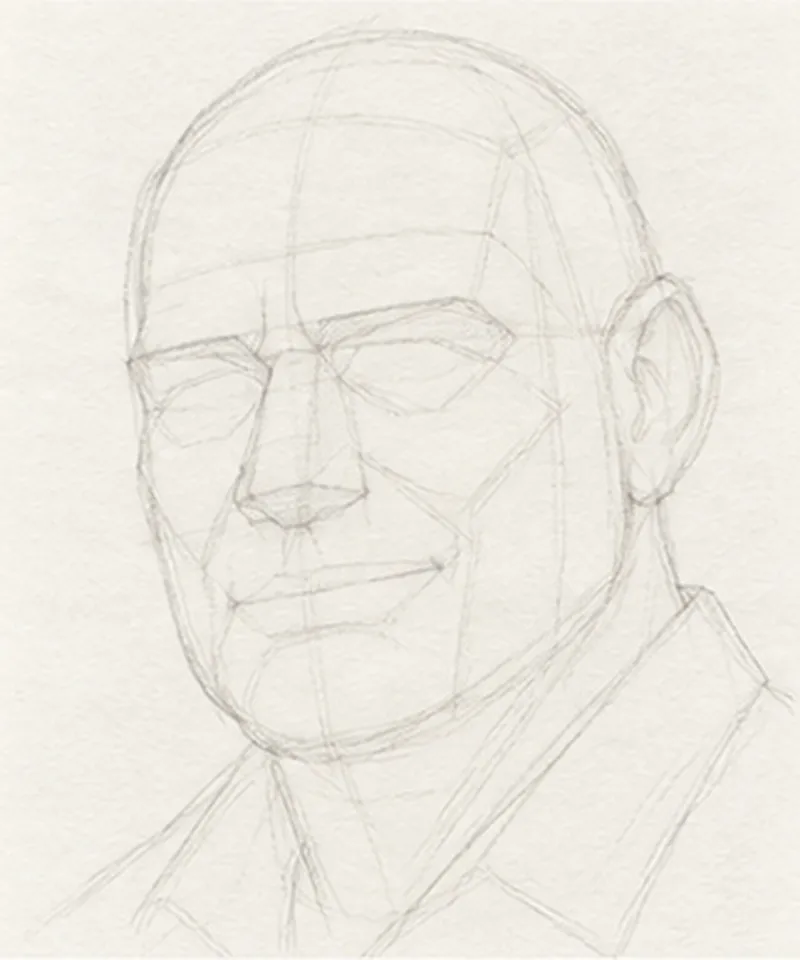 How to draw a bald man – step 5 of 12