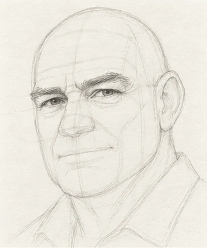 How to draw a bald man – step 8 of 12