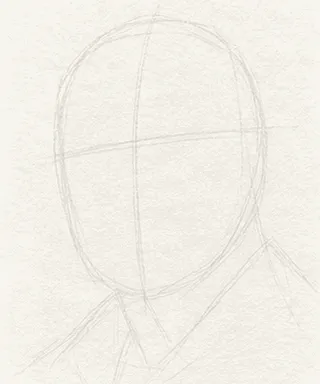 Time-lapse of a bald man being drawn step by step