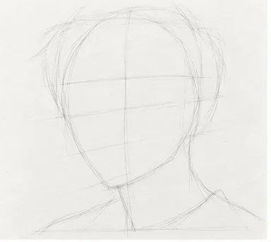 How to draw a boy's face – step 1 of 12