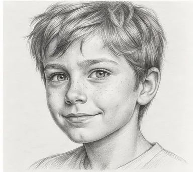 Boy's face – finished pencil drawing