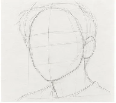 How to draw a boy's face – step 2 of 12