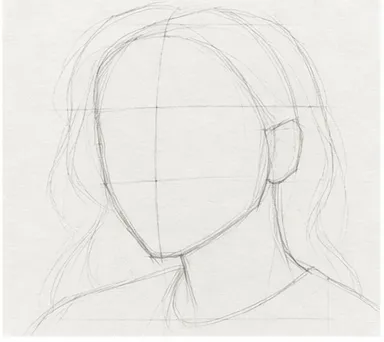 How to draw a girl with long hair – step 2 of 12