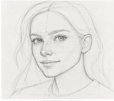 How to draw a girl with long hair – step 8 of 12