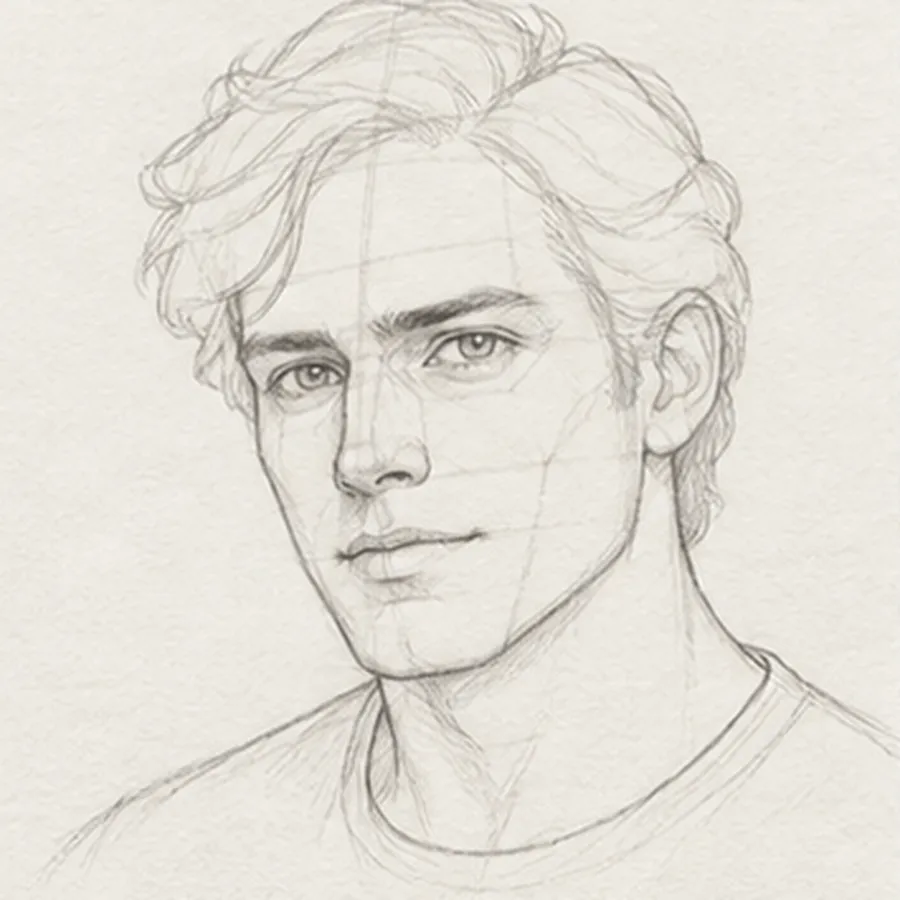 How to draw a man's face – step 10 of 12