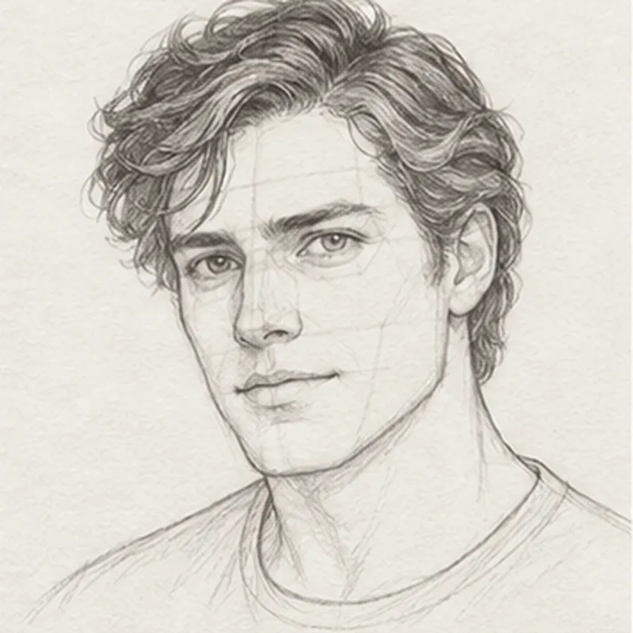 How to draw a man's face – step 11 of 12