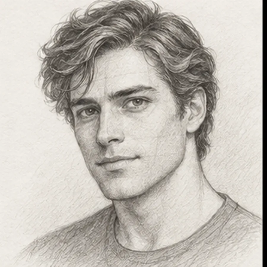 Man's face – finished pencil drawing