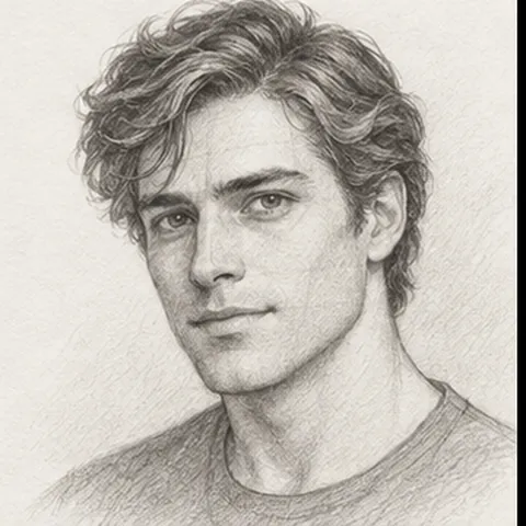 Man's face – finished pencil drawing