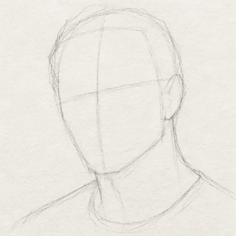How to draw a man's face – step 2 of 12