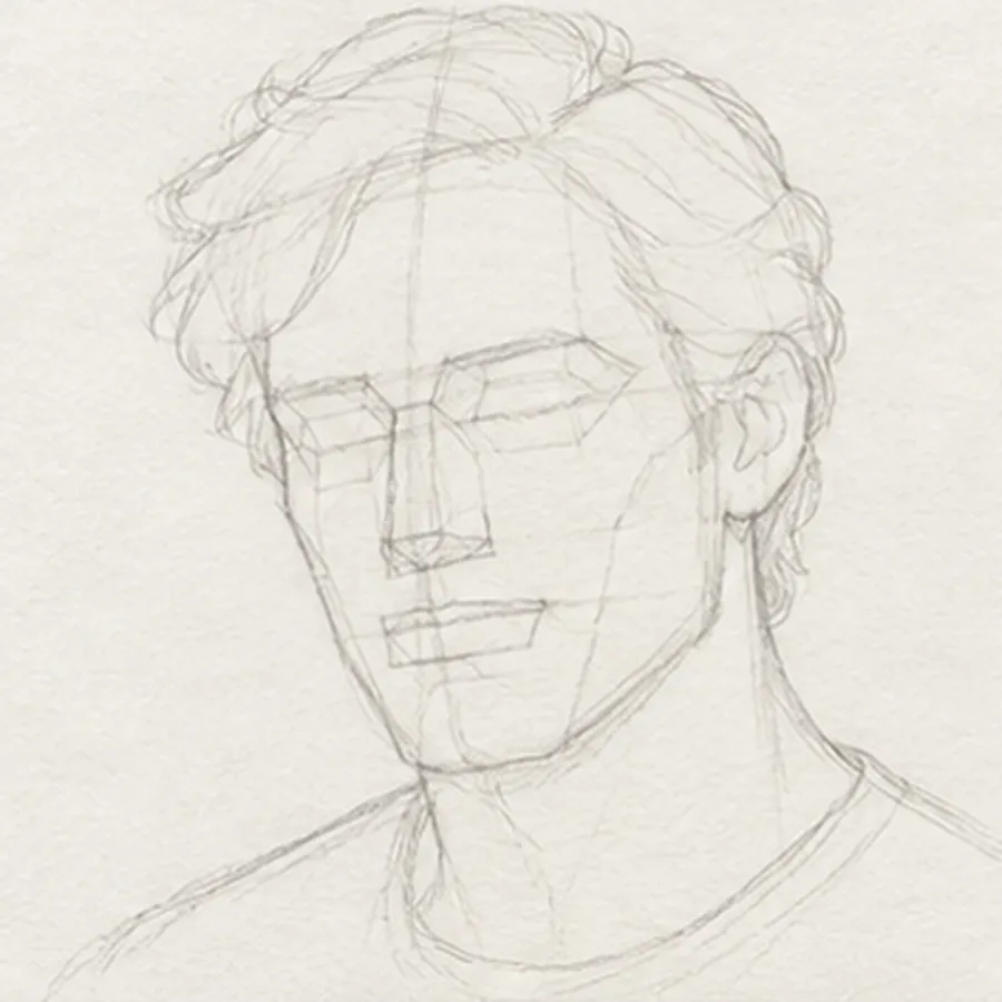 How to draw a man's face – step 5 of 12