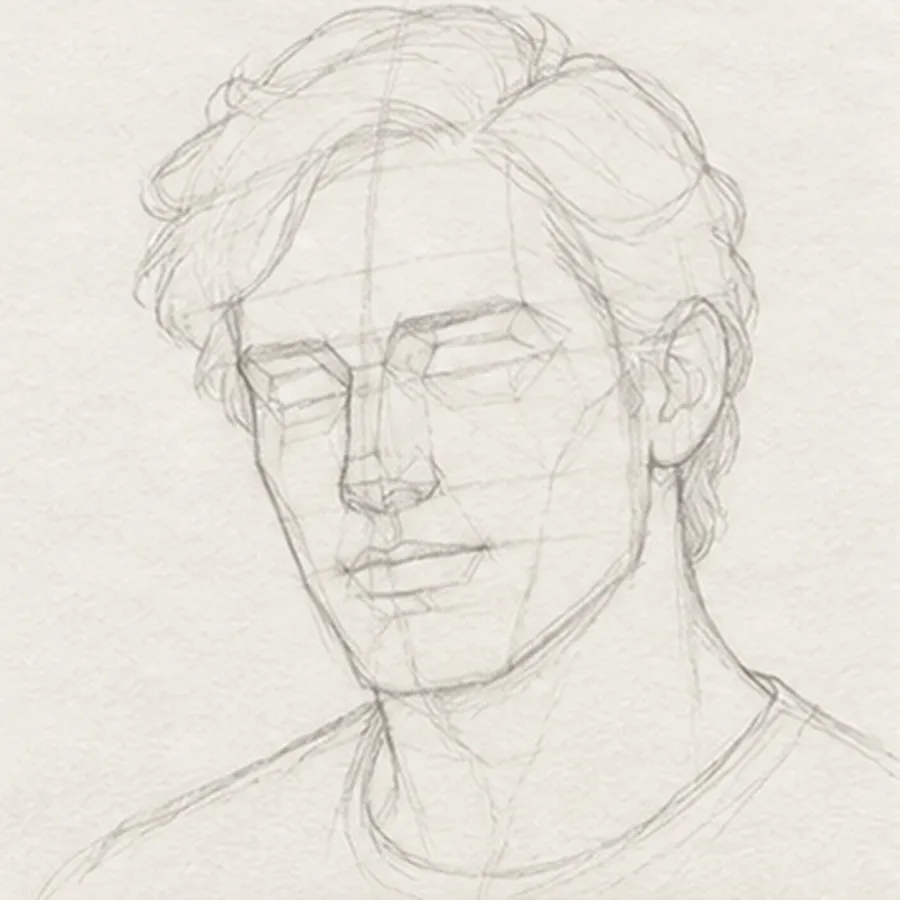 How to draw a man's face – step 6 of 12