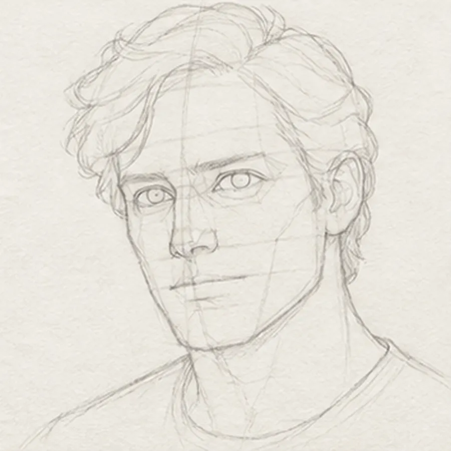 How to draw a man's face – step 7 of 12