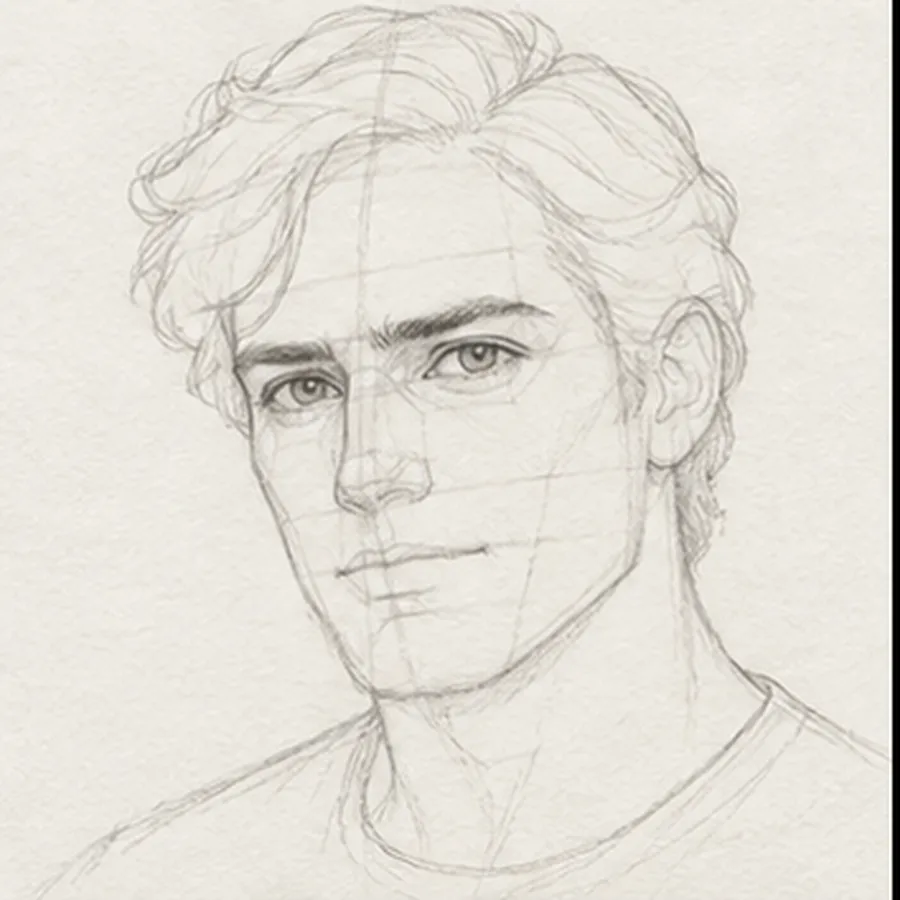 How to draw a man's face – step 8 of 12