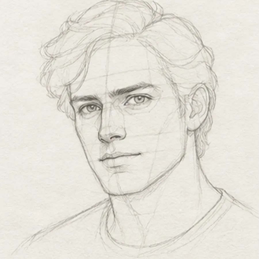 How to draw a man's face – step 9 of 12