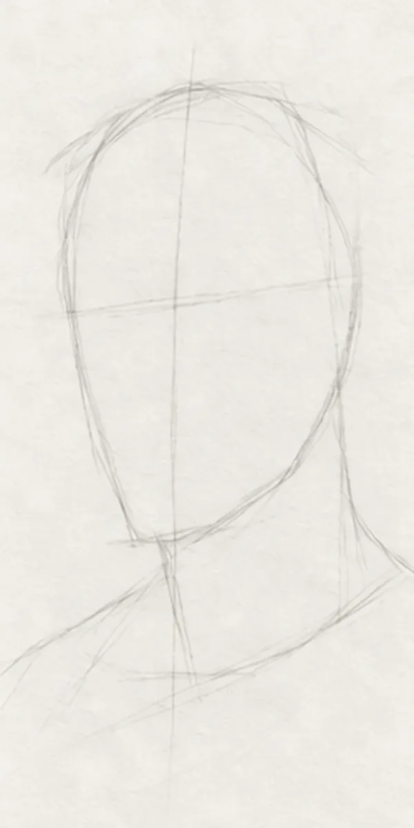 How to draw a man with a beard – step 1 of 12