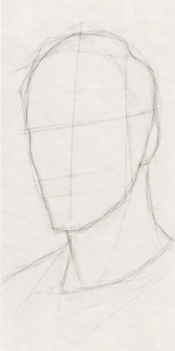 How to draw a man with a beard – step 2 of 12