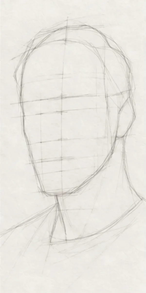 How to draw a man with a beard – step 3 of 12