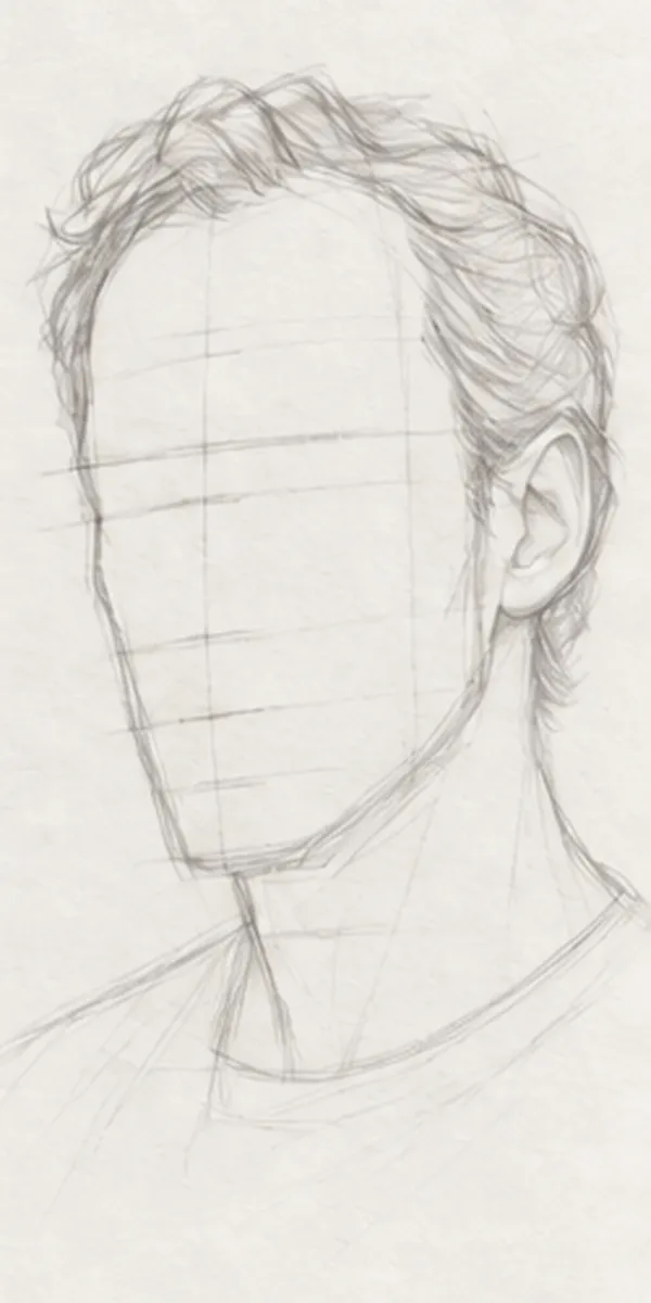 How to draw a man with a beard – step 4 of 12