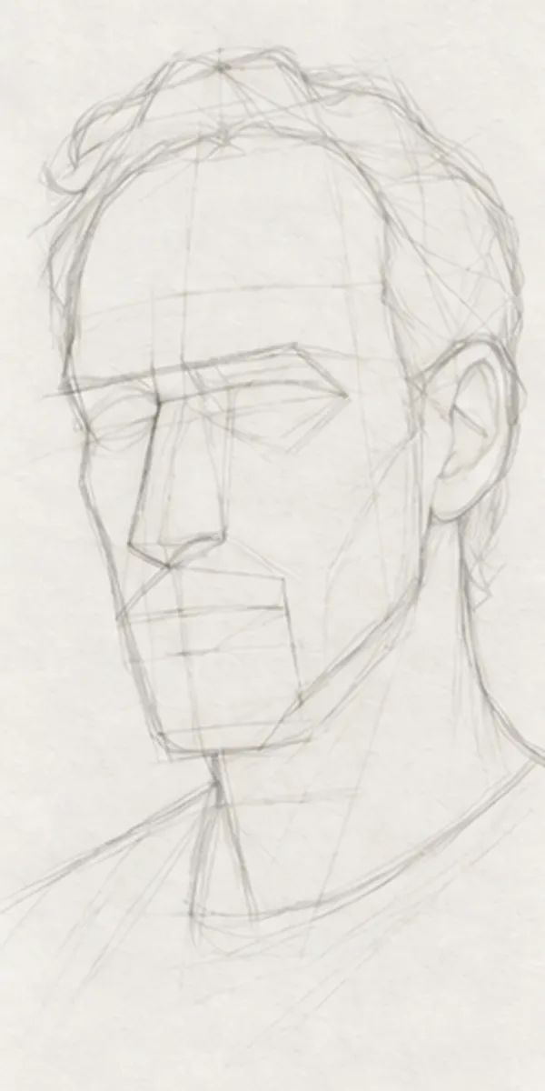 How to draw a man with a beard – step 5 of 12
