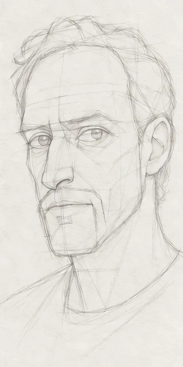 How to draw a man with a beard – step 7 of 12