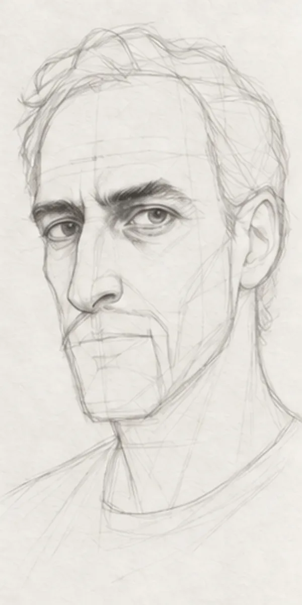 How to draw a man with a beard – step 8 of 12