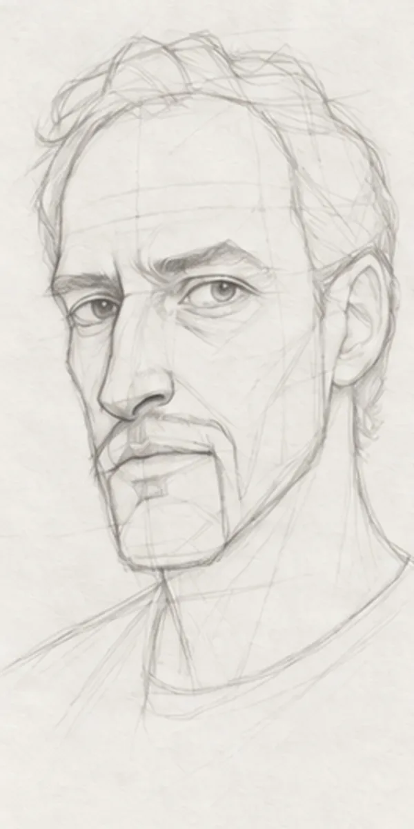 How to draw a man with a beard – step 9 of 12