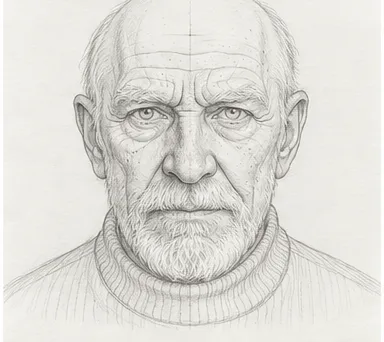 How to draw an old man's face – step 11 of 12