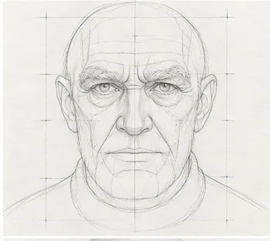 How to draw an old man's face – step 8 of 12
