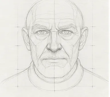 How to draw an old man's face – step 9 of 12