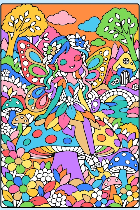 Color idea: the butterfly fairy coloring page already colored in