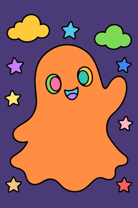 Color idea: the friendly ghost coloring page already colored in