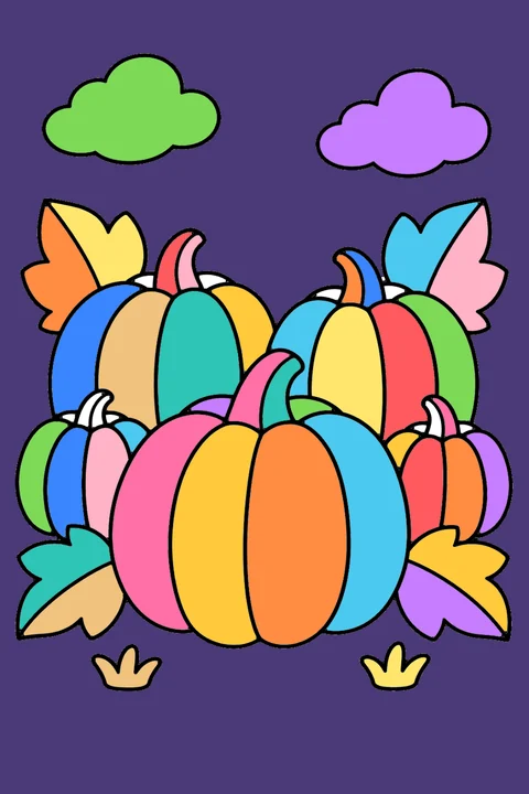 Color idea: the pumpkin patch coloring page already colored in