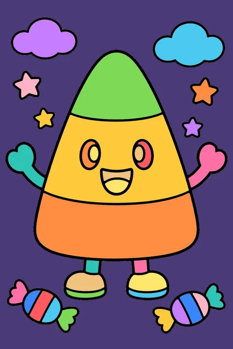 Color idea: the candy corn coloring page already colored in