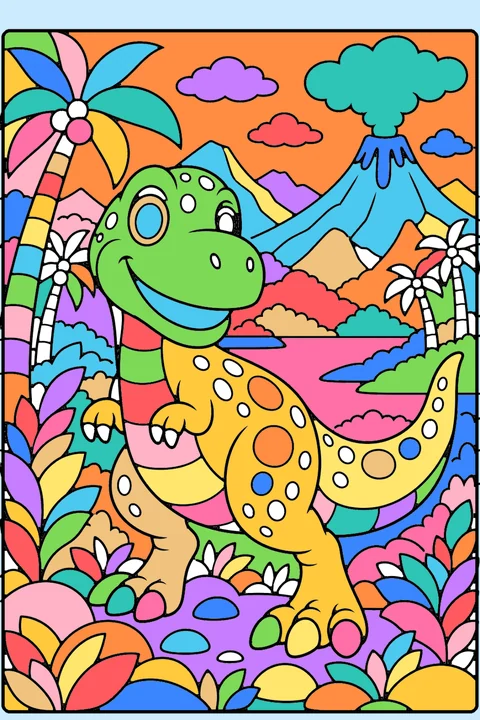 Color idea: the t-rex coloring page already colored in