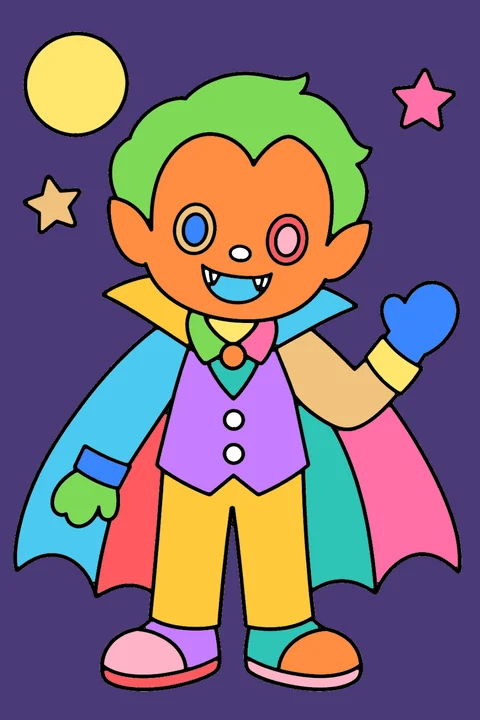 Color idea: the vampire kid coloring page already colored in