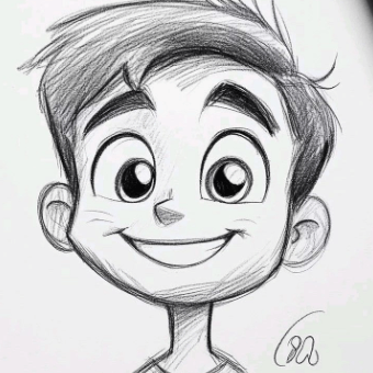 Cartoon sketch style example generated by the SketchStep AI photo to sketch app