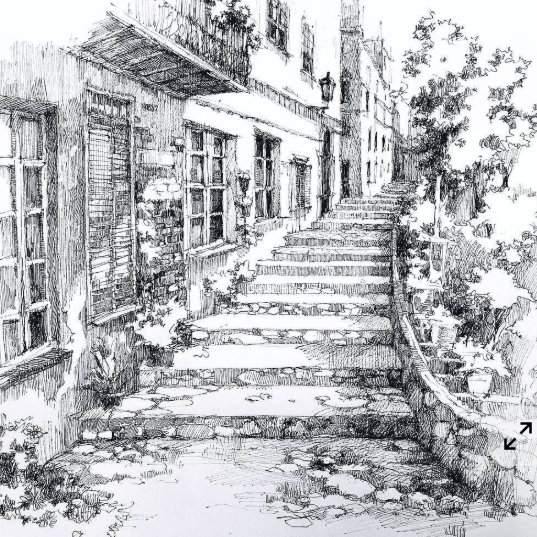 Ink sketch style example generated by the SketchStep AI photo to sketch app